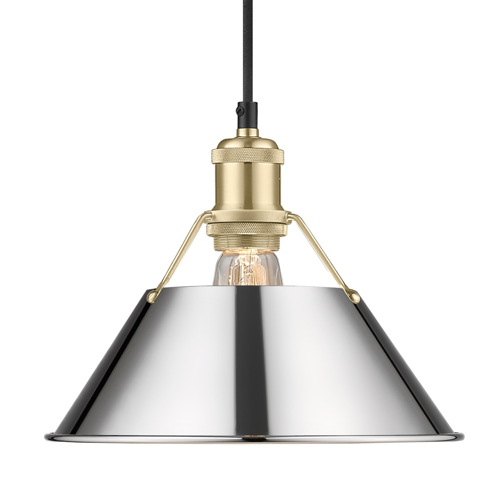 Yep by Golden Lighting Orwell 1-light 10in Pendant in Brushed Champagne Brass and Chrome shade